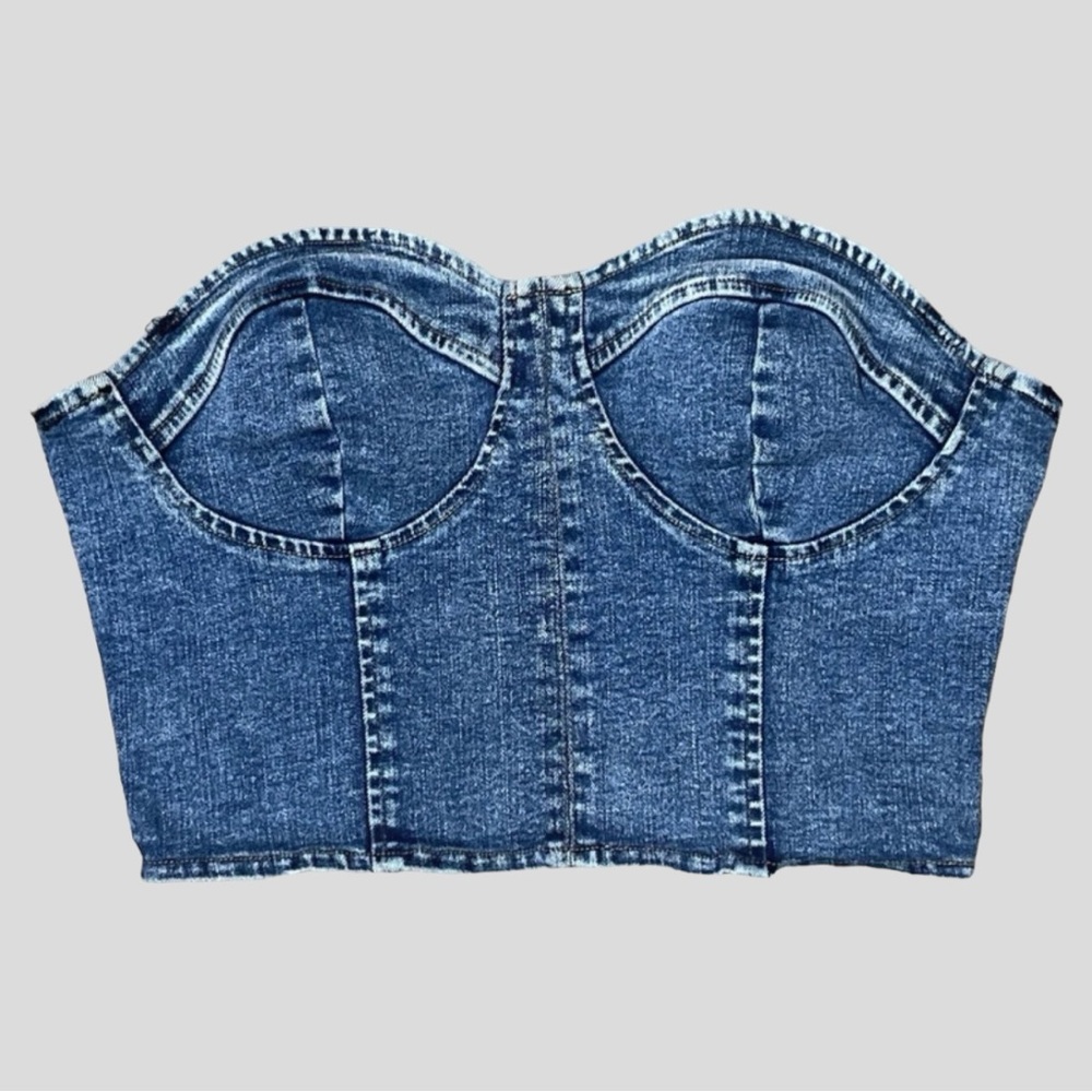 Women’s denim strapless crop top Size L
